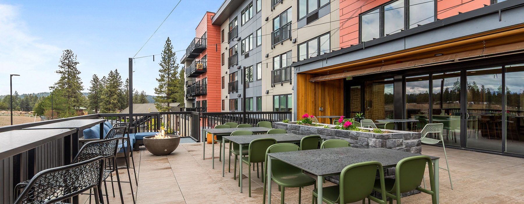 Rooftop terrace with fire pit, panoramic views, and bbq grills